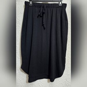 Zenana Elastic Waist Self-Tie Knee Length Tulip Hem Black Skirt w/ Pockets Sz XL